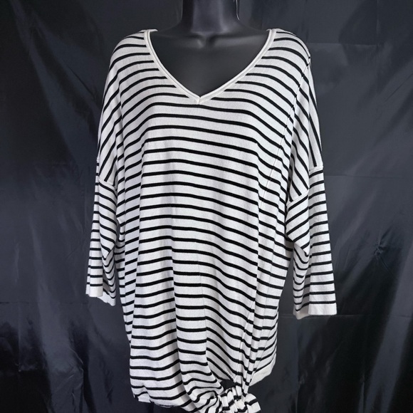 Time Tru Stylish Striped V-Neck Long Sleeve Top Sz XXXL - Picture 7 of 14